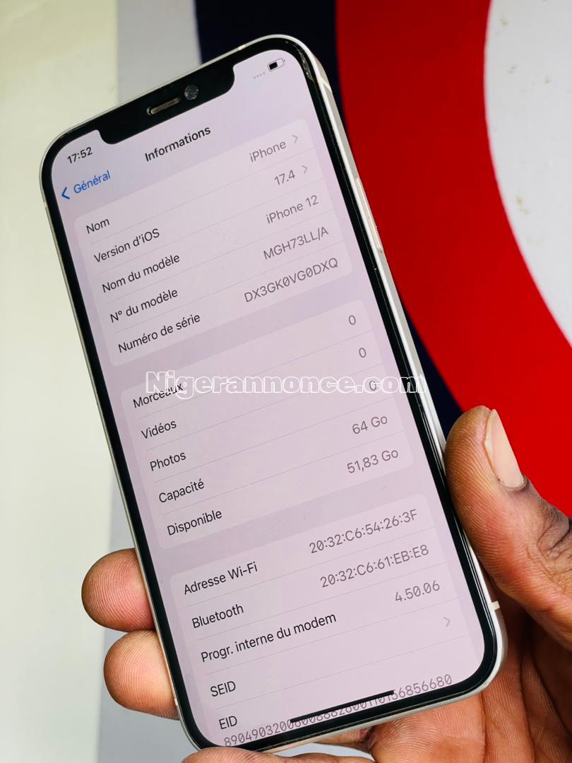 🍏🍏 IPhone 12 simple 64g et batteries 98% | Niger annonce